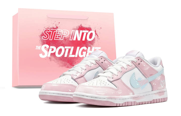 Nike Nike Dunk Pink Heart Slip Resistant Abrasion Resistant Low top Skateboard Shoes Unisex White Pink