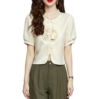SIXUSICHOU Shirts Women's Image Color Lettuce Edge Collar Thin Shirt