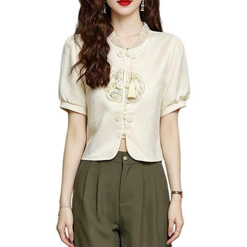 SIXUSICHOU Shirts Women's Image Color Lettuce Edge Collar Thin Shirt