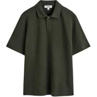 COS Polo Shirts Men's Dark Green Polo Collar Moderate Straight Fit