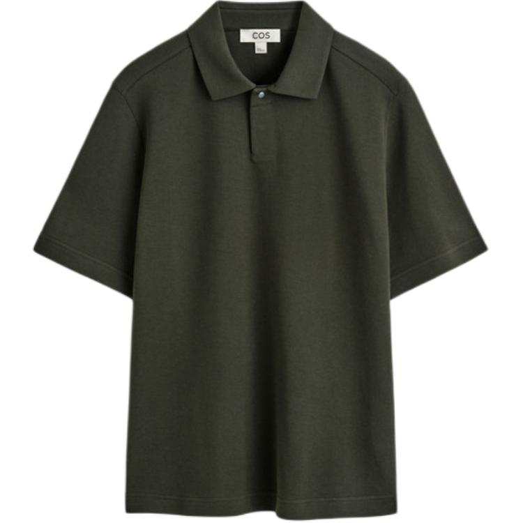 COS Polo Shirts Men's Dark Green Polo Collar Moderate Straight Fit