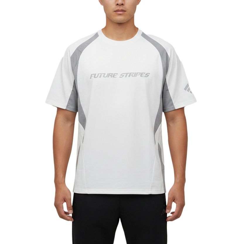 Adidas Adidas FOS T Shirts Men's Gray White Crew Neck Moderate