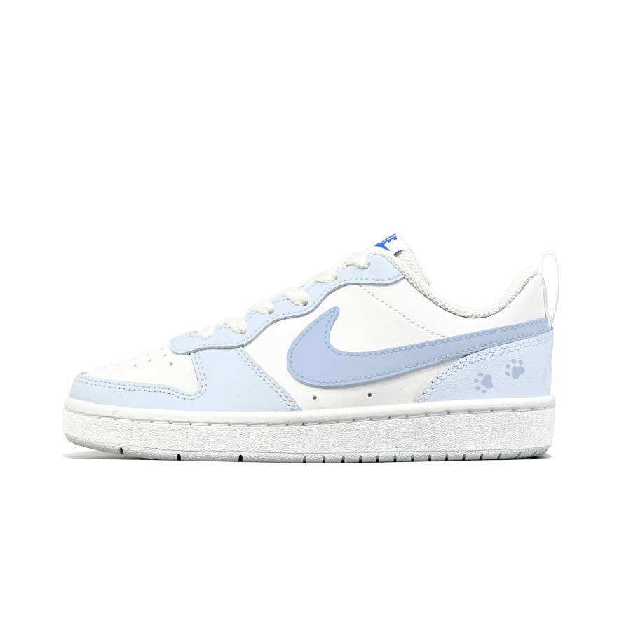 Nike Nike Court Borough 2 Milk Blue Cat Paw Leather Slip Resistant Abrasion Resistant Kids' Skateboarding Shoes Unisex