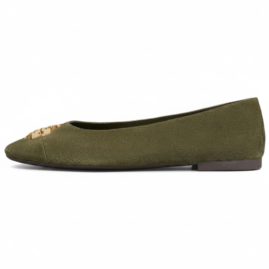 TORY BURCH Charlie Ballet Sheepskin Casual Shoes Women's Green