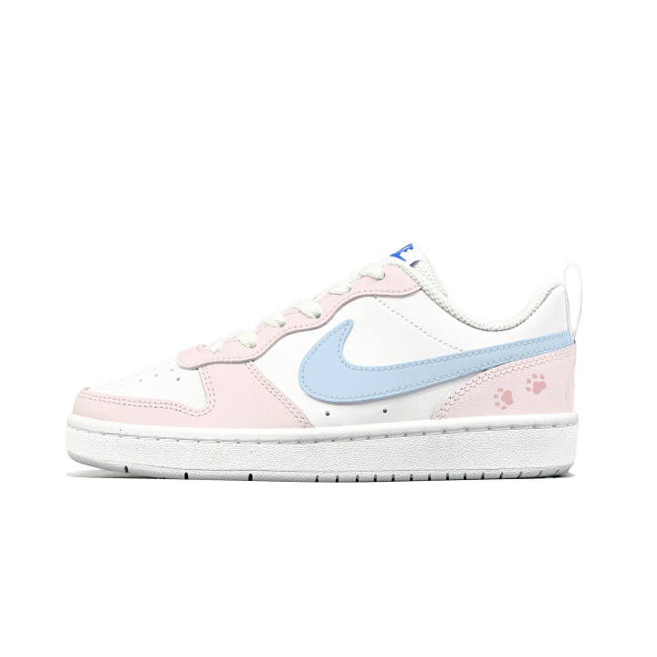 Nike Nike Court Borough 2 Pink Blue Sweetheart Leather Slip Resistant Abrasion Resistant Low top Kids' Skateboarding Shoes