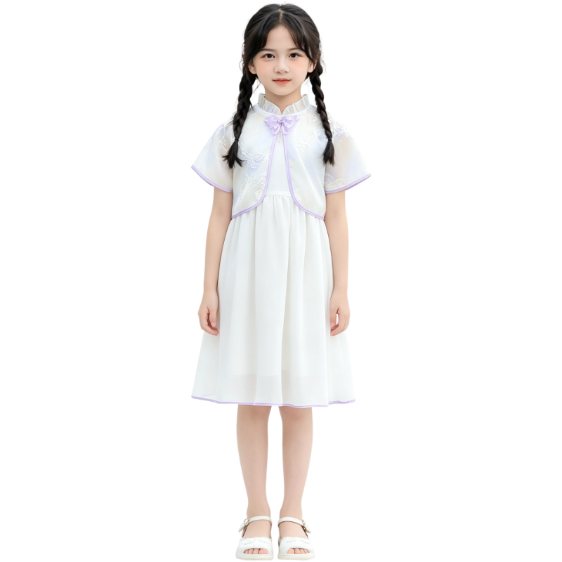YALU Grade School Dresses Stand Collar Moderate Midi Skirt