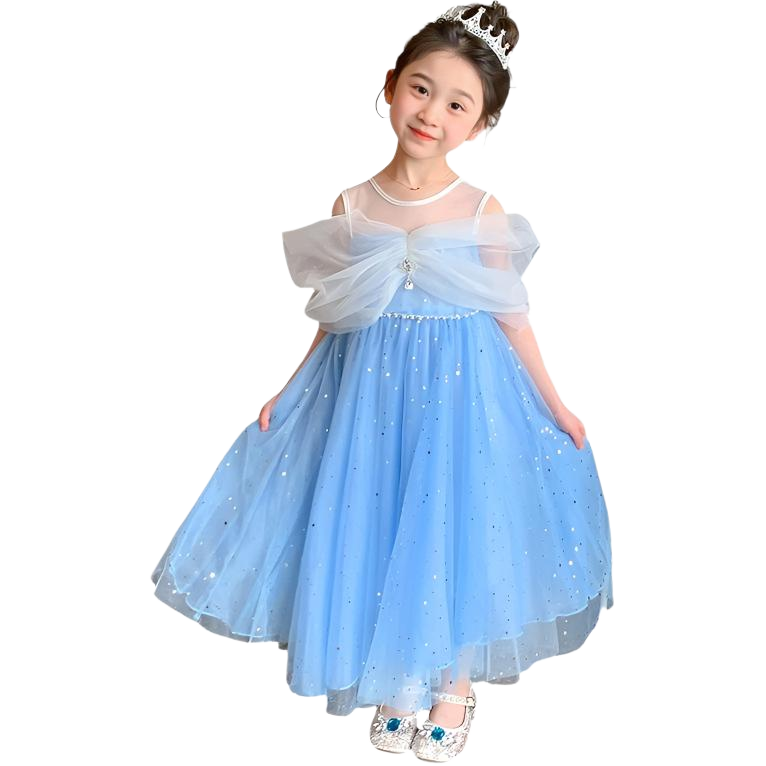 TNTX Kids Dresses Crew Neck Moderate Long Skirt Non Stretch