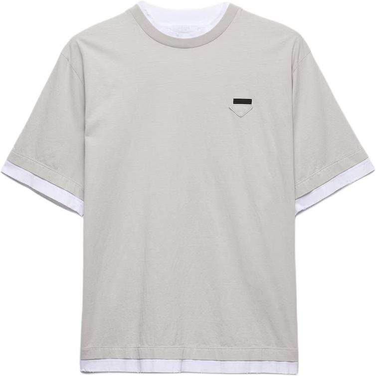 PRADA T Shirts Men's Marble Gray Crew Neck Moderate Straight Fit