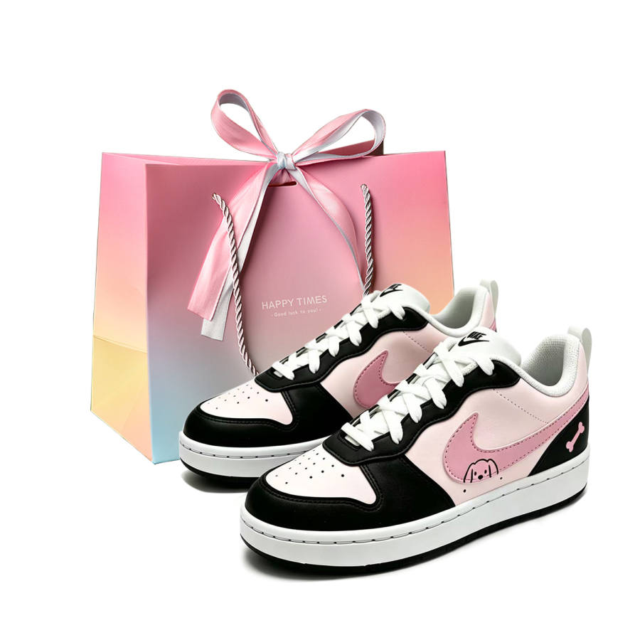 Nike Nike Court Borough Low top Kids' Skateboarding Shoes Black White Pink Unisex