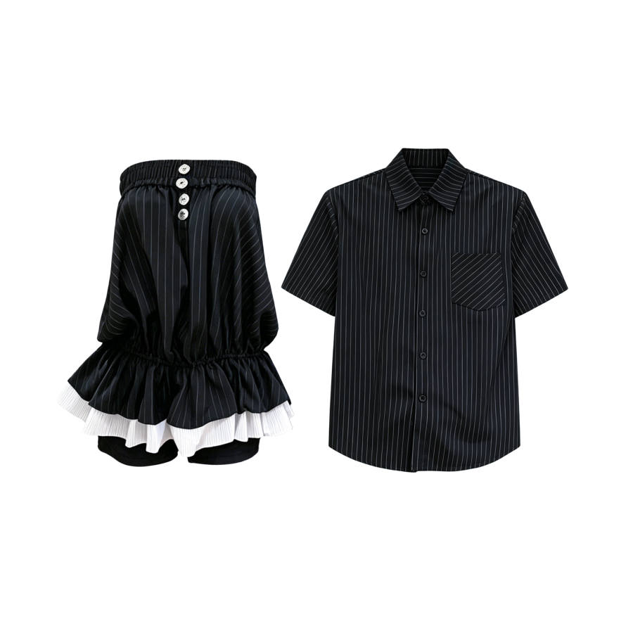 TUSHIFEI Couple Sets Women's Polo Collar Moderate