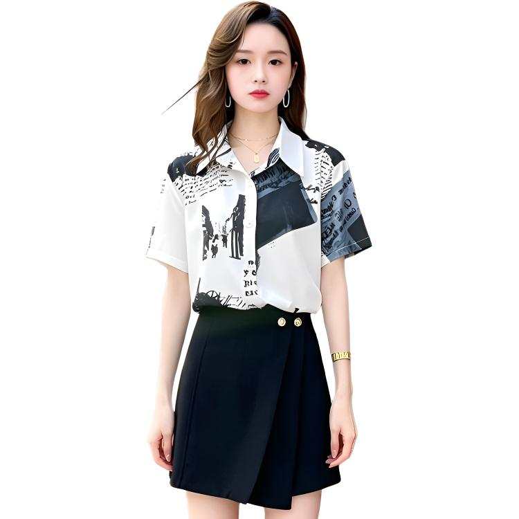 SIXUSICHOU Shirts Women's White Lapel Thin Other