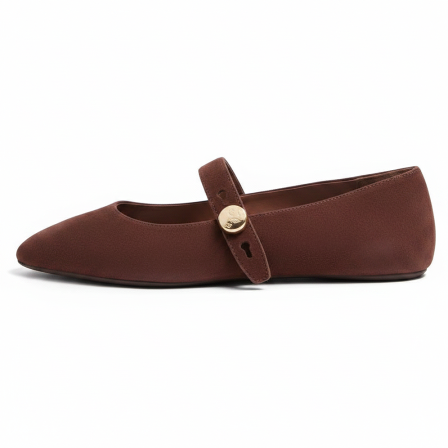 TORY BURCH Romy Flat Mary Jane Shoes Women's Warm Brown