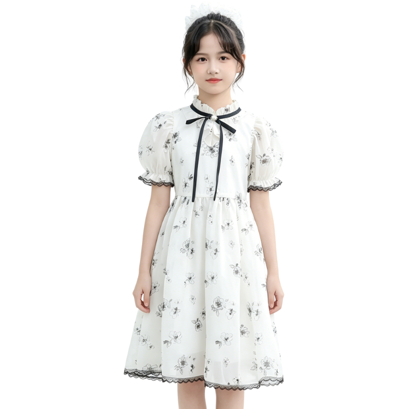 YALU Grade School Dresses Crew Neck Moderate Midi Skirt