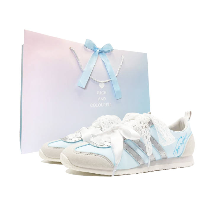 Adidas Adidas VS JOG 2.0 Light Blue Whisper Coverage Slip Resistant Abrasion Resistant Low top German Army Trainers Women's