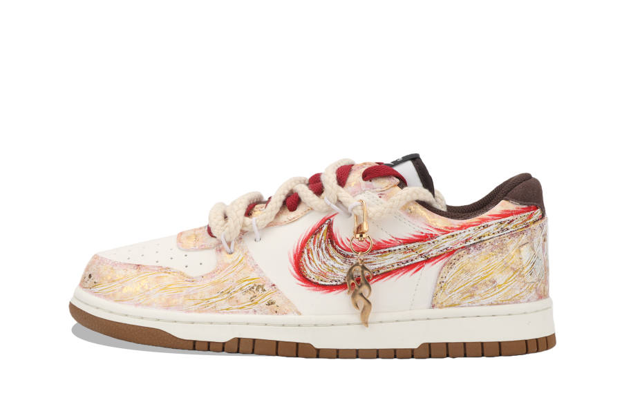 Nike Nike Big Fiery Apollo, Flame Burns Slip Resistant Abrasion Resistant Low top Skateboard Shoes Unisex White Gold