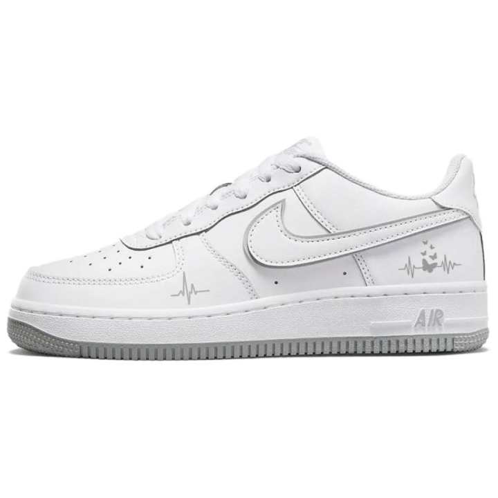 Nike Nike Air Force 1 Leather Slip Resistant, Abrasion Resistant, Lightweight Low top Skateboard Shoes Unisex White Gray