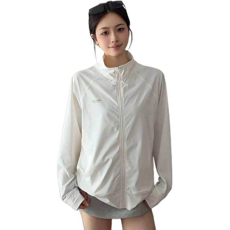 Cotton Gene Jackets Women's White Stand Collar Thin Soft Shell