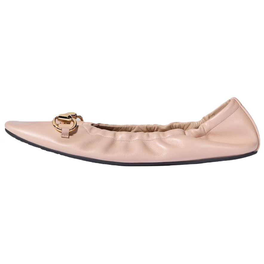GUCCI Horsebit PRIMA Leather Casual Shoes Women's Pink Beige