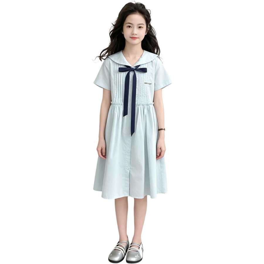 YALU Grade School Dresses Lapel Moderate Midi Skirt