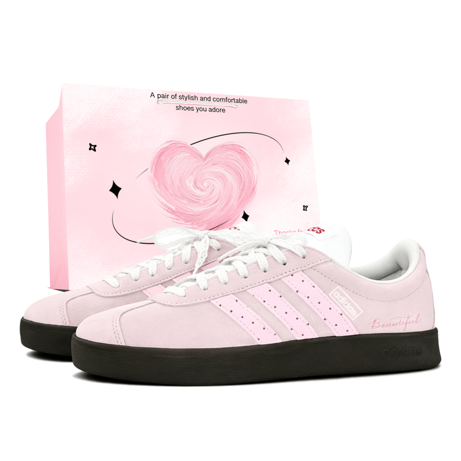 Adidas Adidas VL COURT 2.0 Slip Resistant Abrasion Resistant Low top Skateboard Shoes Unisex Pink