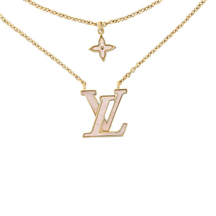 LOUIS VUITTON Pearlescent Resin Necklaces Women's Gold