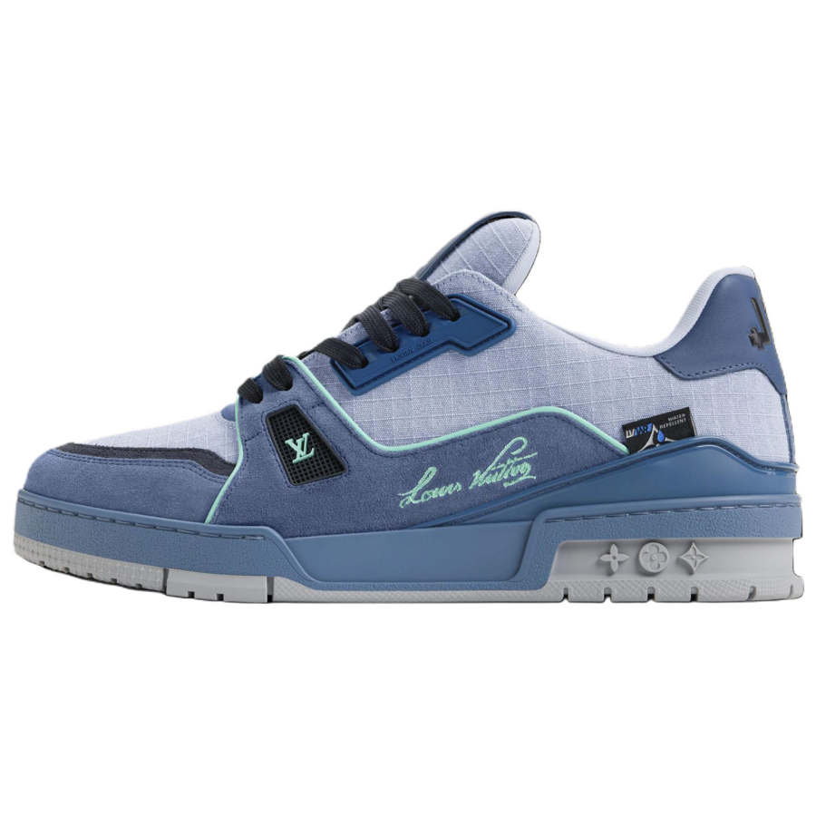 LOUIS VUITTON Trainer Outdoor Suede Low top Skateboard Shoes Men's Sea Blue