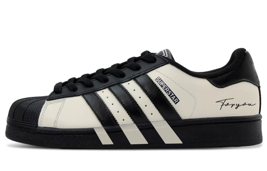 Adidas Originals Superstar 2 Leather Low top Skateboard Shoes Unisex Beige Black