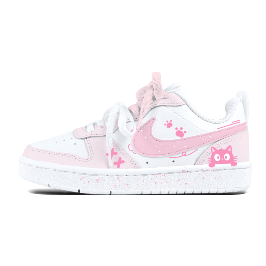 Nike Nike Court Borough Pink Cat Hook Kids' Skateboarding Shoes Teenagers