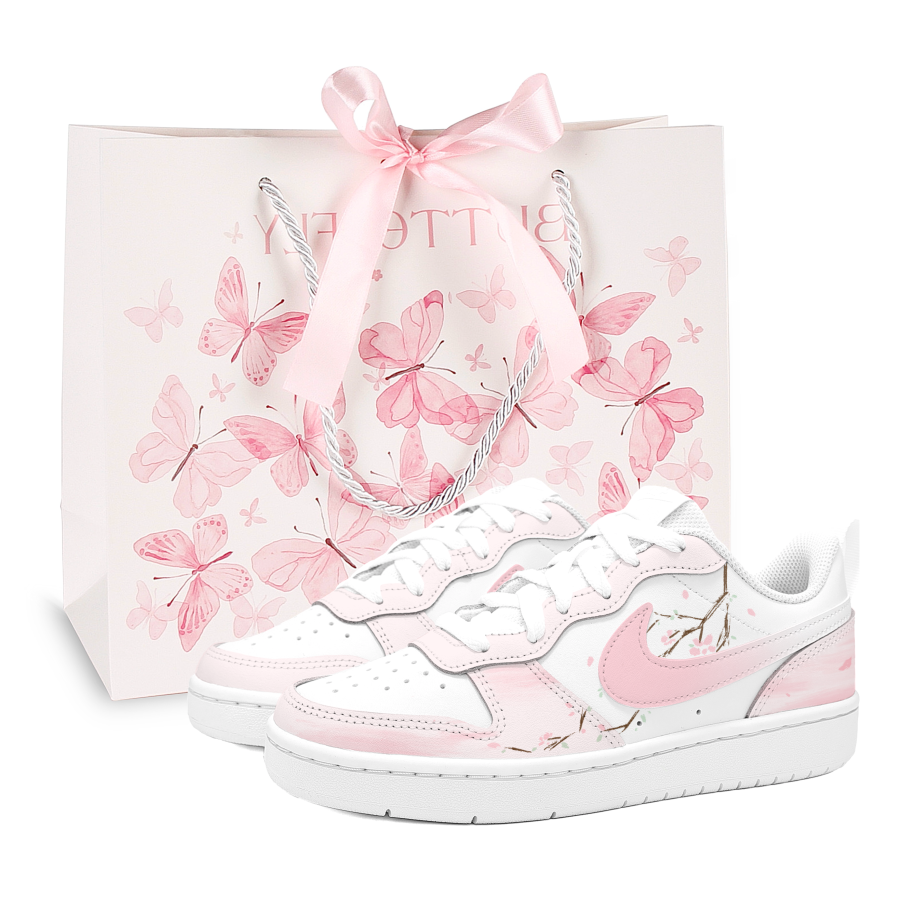 Nike Nike Court Borough Cherry Blossom Double Abrasion Resistant Low top Skateboard Shoes Women's Pink