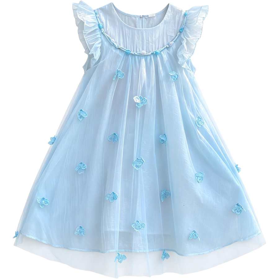 Disney Kids Dresses Crew Neck Thin Midi Dress Non Stretch