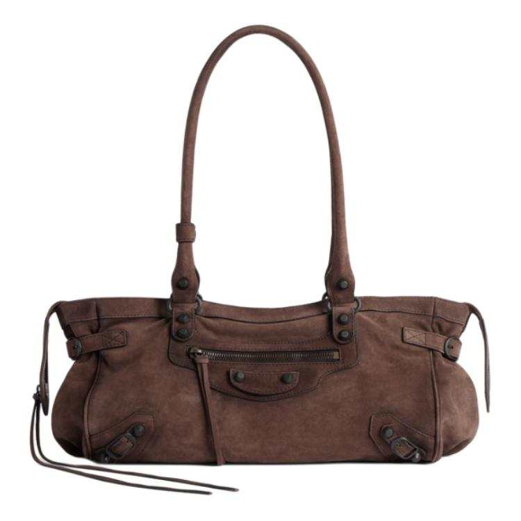 Balenciaga Le City Cow Leather Shoulder Bag Women's Light Espresso