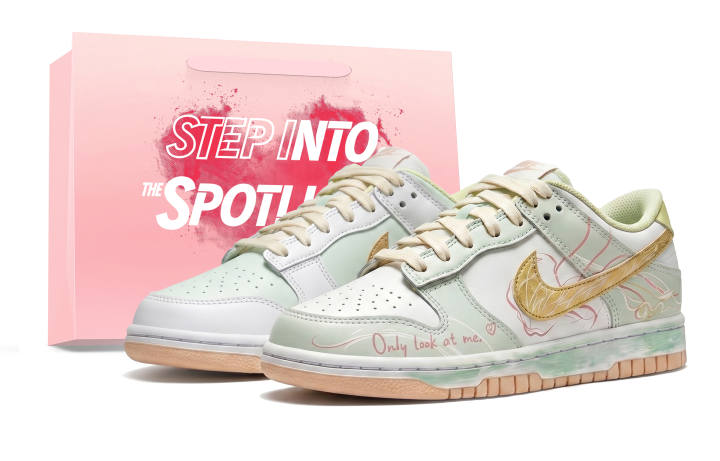 Nike Nike Dunk Limited Sweet Height Increasing Low top Skateboard Shoes Women's White Green Pink