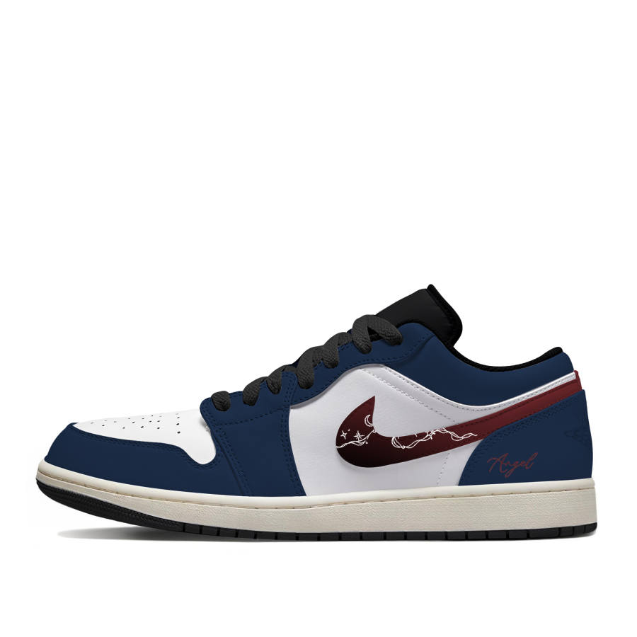 Jordan Jordan Air Jordan 1 Dark Night Angel Versatile Abrasion Resistant Low top Children's Basketball Shoes Blue Red White