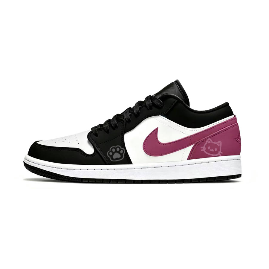 Jordan Jordan Air Jordan 1 Berry Purple Synthetic Leather Low top Basketball Shoes Unisex Black Purple