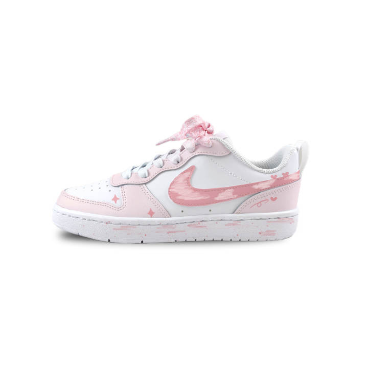 Nike Nike Court Borough Cloud Peach Abrasion Resistant Support Kids' Skateboarding Shoes White Unisex