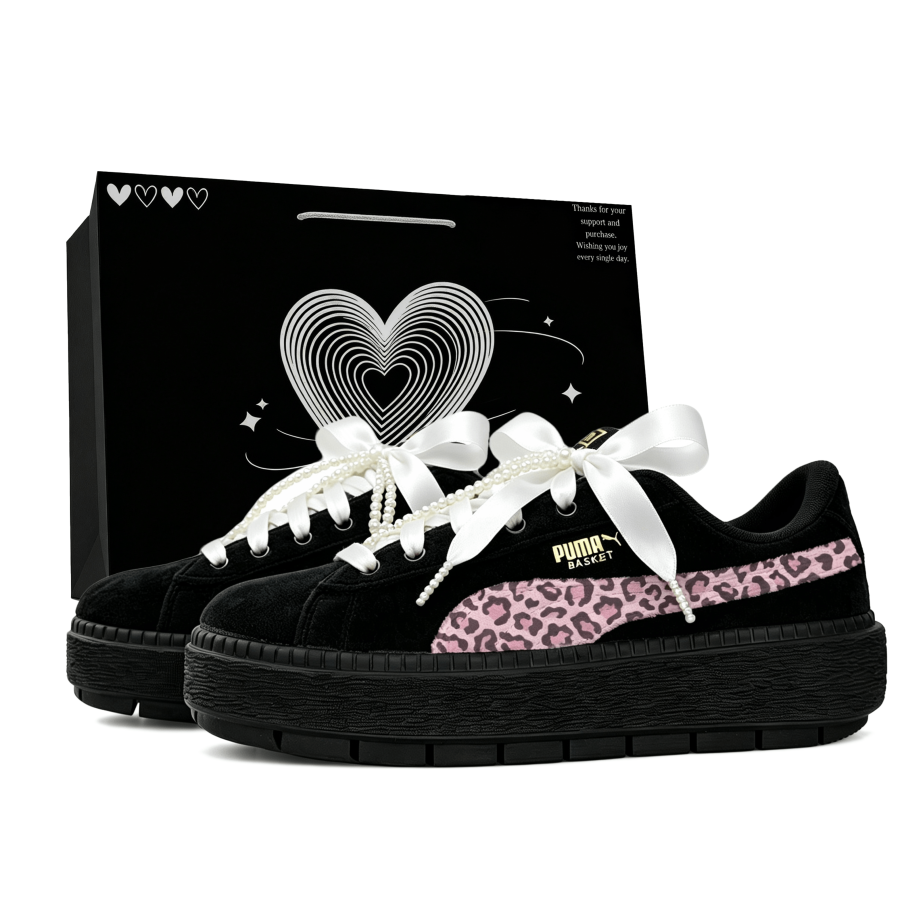 PUMA Platform Trace Fabric Low top Skateboard Shoes Women's Pink