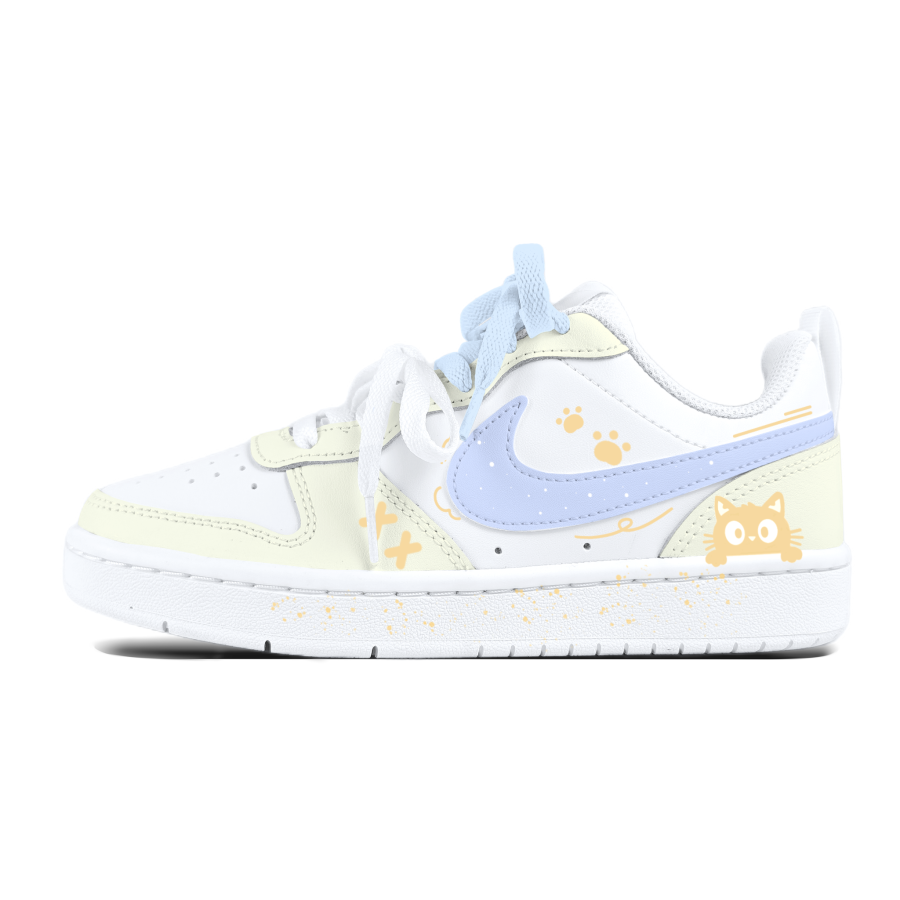 Nike Nike Court Borough Yellow Cat Blue Hook Kids' Skateboarding Shoes Teenagers