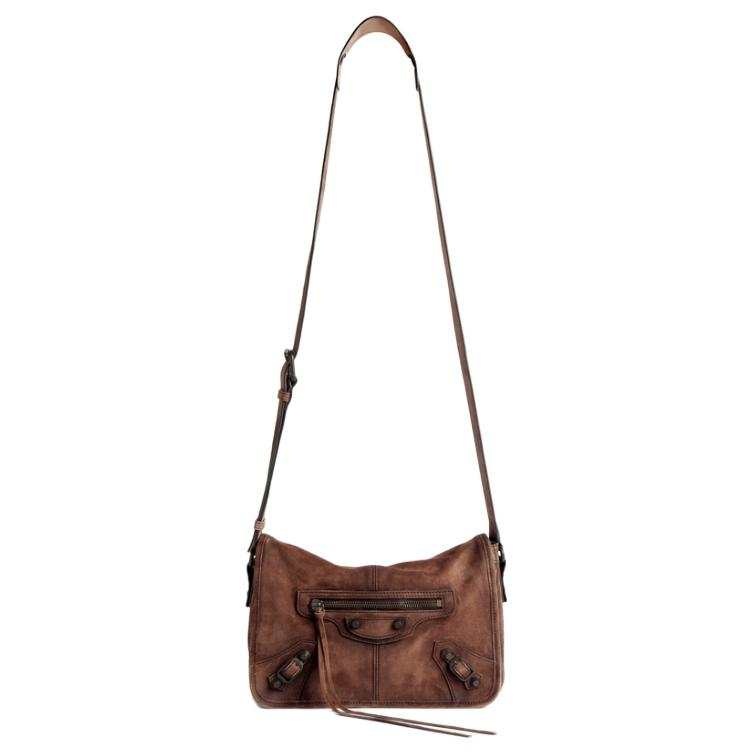 Balenciaga Le City Cow Split Leather Crossbody Bags Small Men's Light Espresso