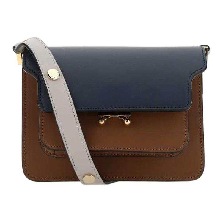 MARNI Calfskin Crossbody Bags Regular Women's Blue & Brown