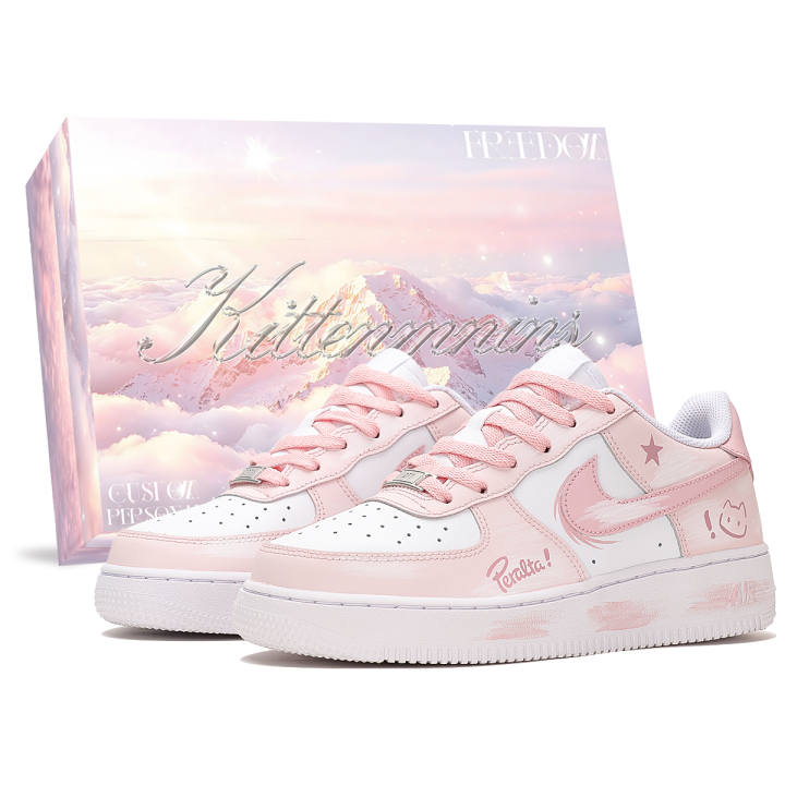 Nike Nike Air Force 1 Low top Kids' Skateboarding Shoes Pink White Teenagers
