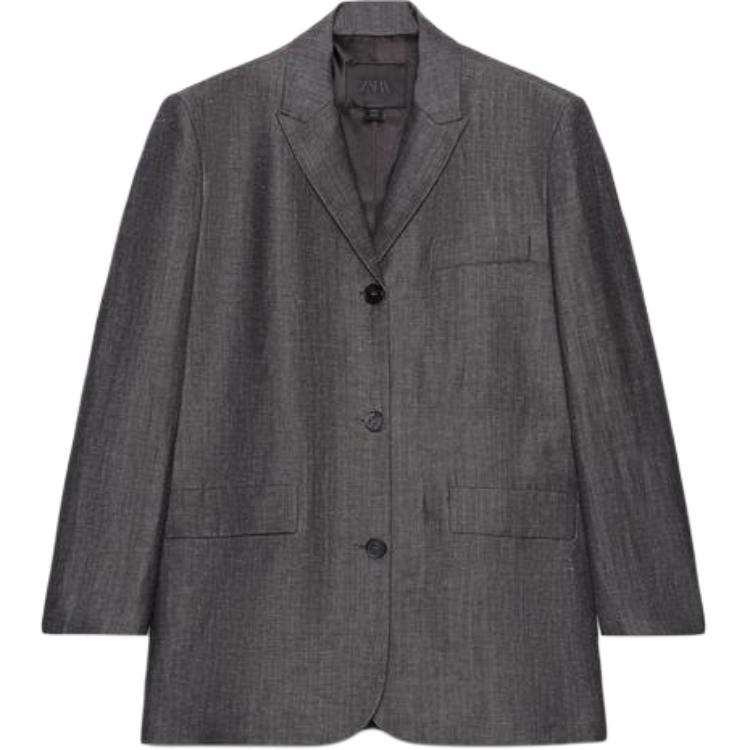 ZARA Business Suits Unisex Gray Lapel Moderate Business Suit