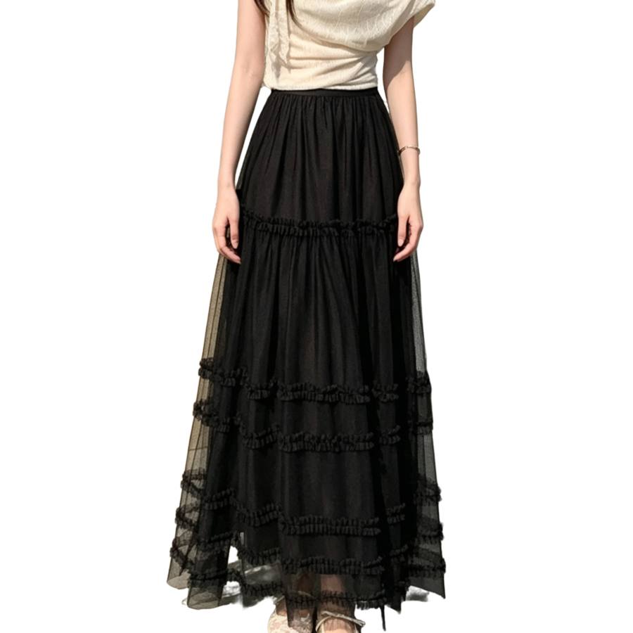 SIXUSICHOU Casual Gauze Long Skirt Women's