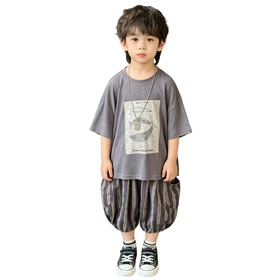 Lanza Kids Casual Sportswear Crew Neck Thin Stretch