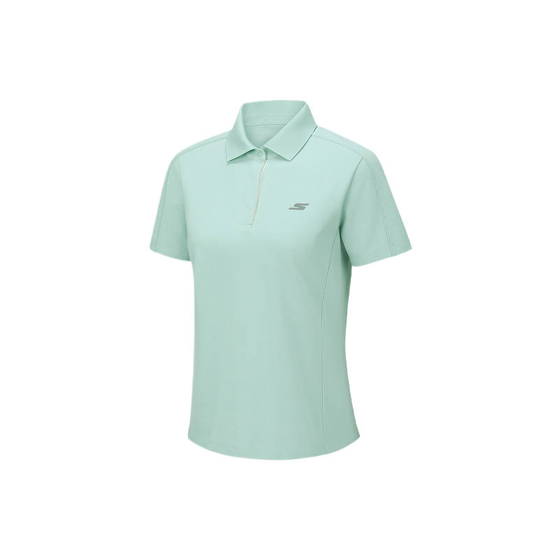Skechers Polo Shirts Women's Mist Blue Color 02KN Lapel Moderate