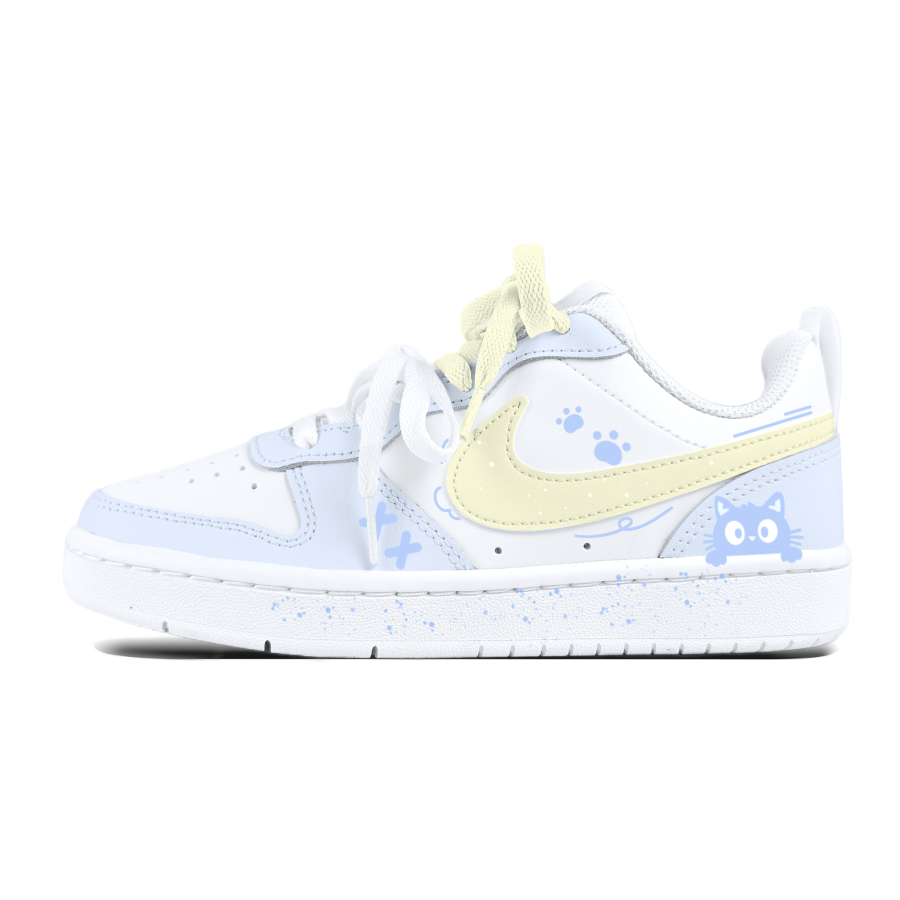 Nike Nike Court Borough Blue Cat Yellow Hook Kids' Skateboarding Shoes Teenagers