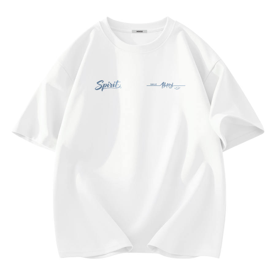 MINISO T Shirts Unisex Crew Neck Moderate Straight Fit