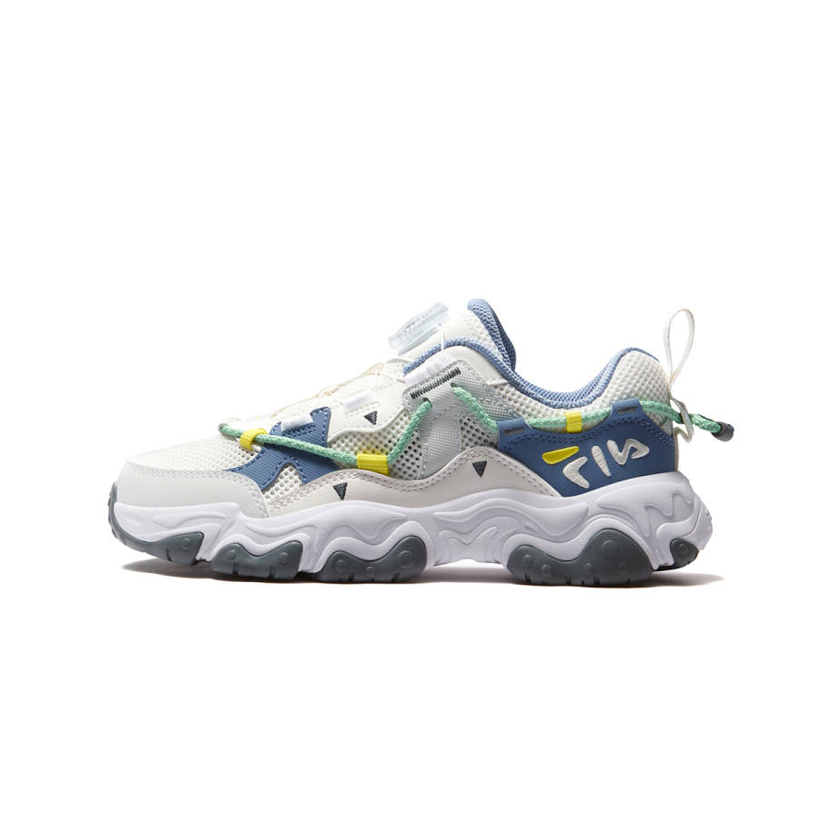 FILA KIDS Heritage FHT Synthetic Leather, Textile Running Shoes Snow/Timeless Blue Kids'