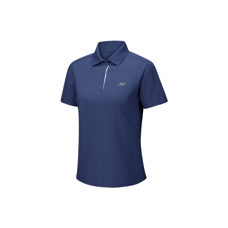 Skechers Polo Shirts Women's Marine Blue 00DU Lapel Moderate Nipped In Waist