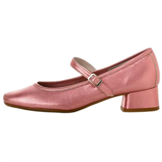 Reqins Sheepskin Chunky Heel Mary Jane Shoes Women's Pink