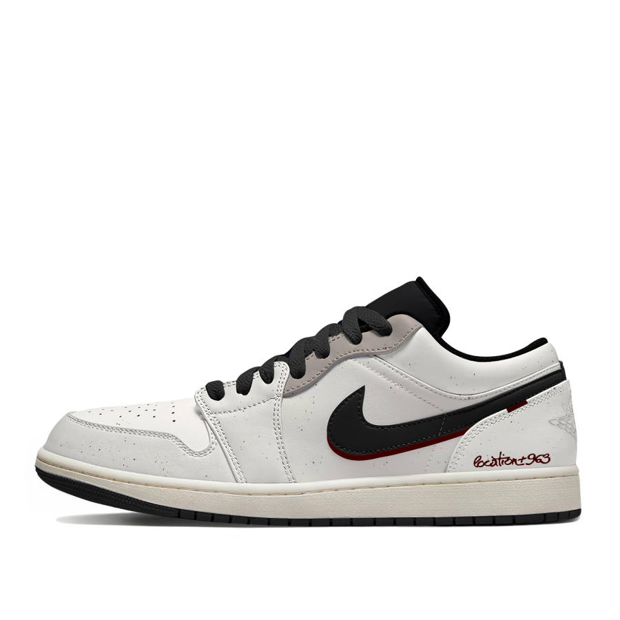 Jordan Jordan Air Jordan 1 Abrasion Resistant Low top Children's Basketball Shoes White Black Unisex